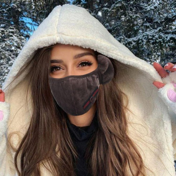 trendy winter mask brown