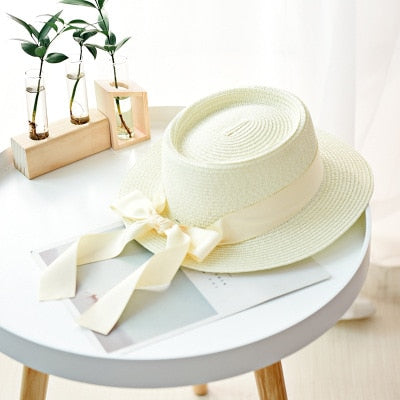 Summer Sun Straw Hat with Ribbon