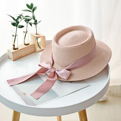 Summer Sun Straw Hat with Ribbon