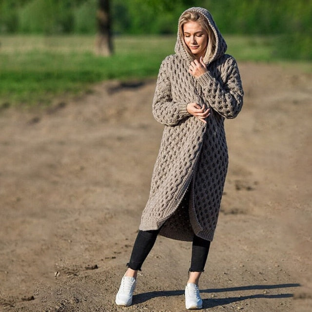 Casual Hooded Knitted Coat
